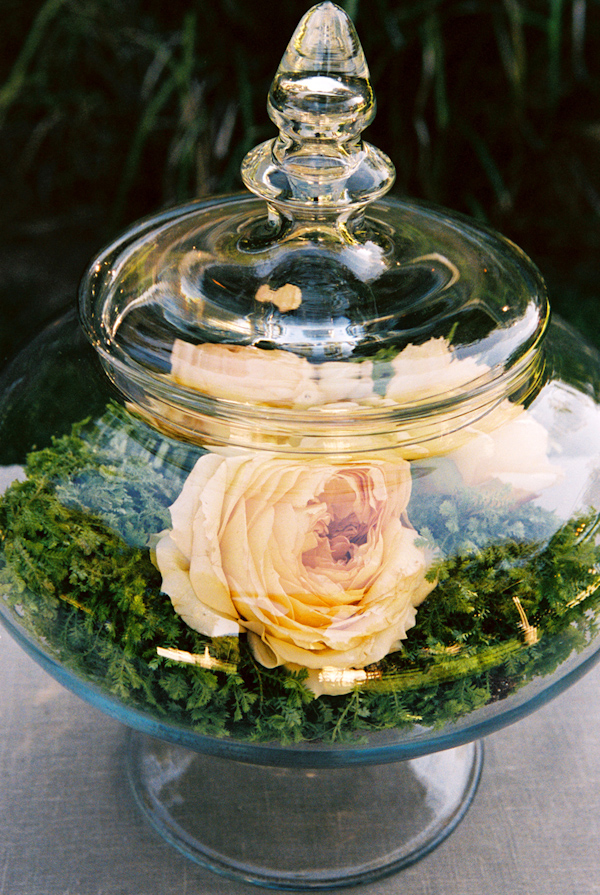 glass and floral wedding tabletop decor photo by Yvette Roman Photography Wedding Inspiration